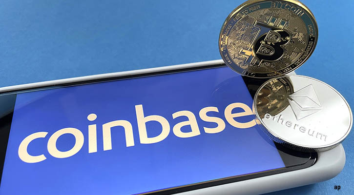Coinbase on smartphone with Bitcoin