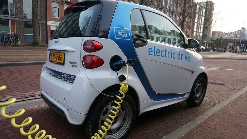 electric vehicle at charging point