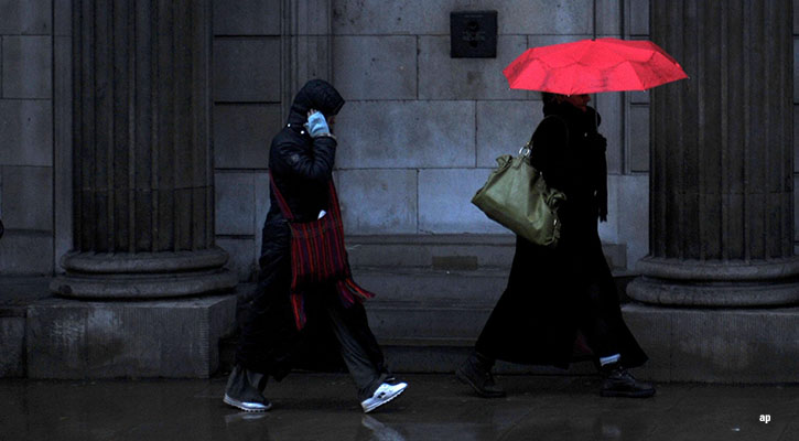 Woman with umbrella in London
