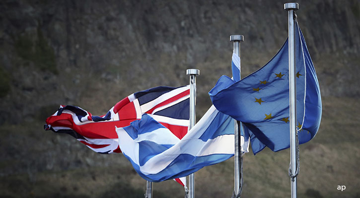 UK Scotland and EU flags