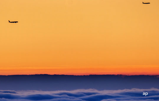 planes at sunset