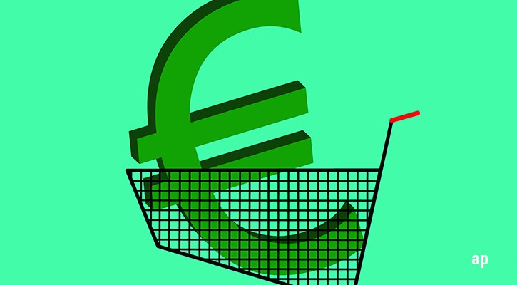 euro in shopping trolley